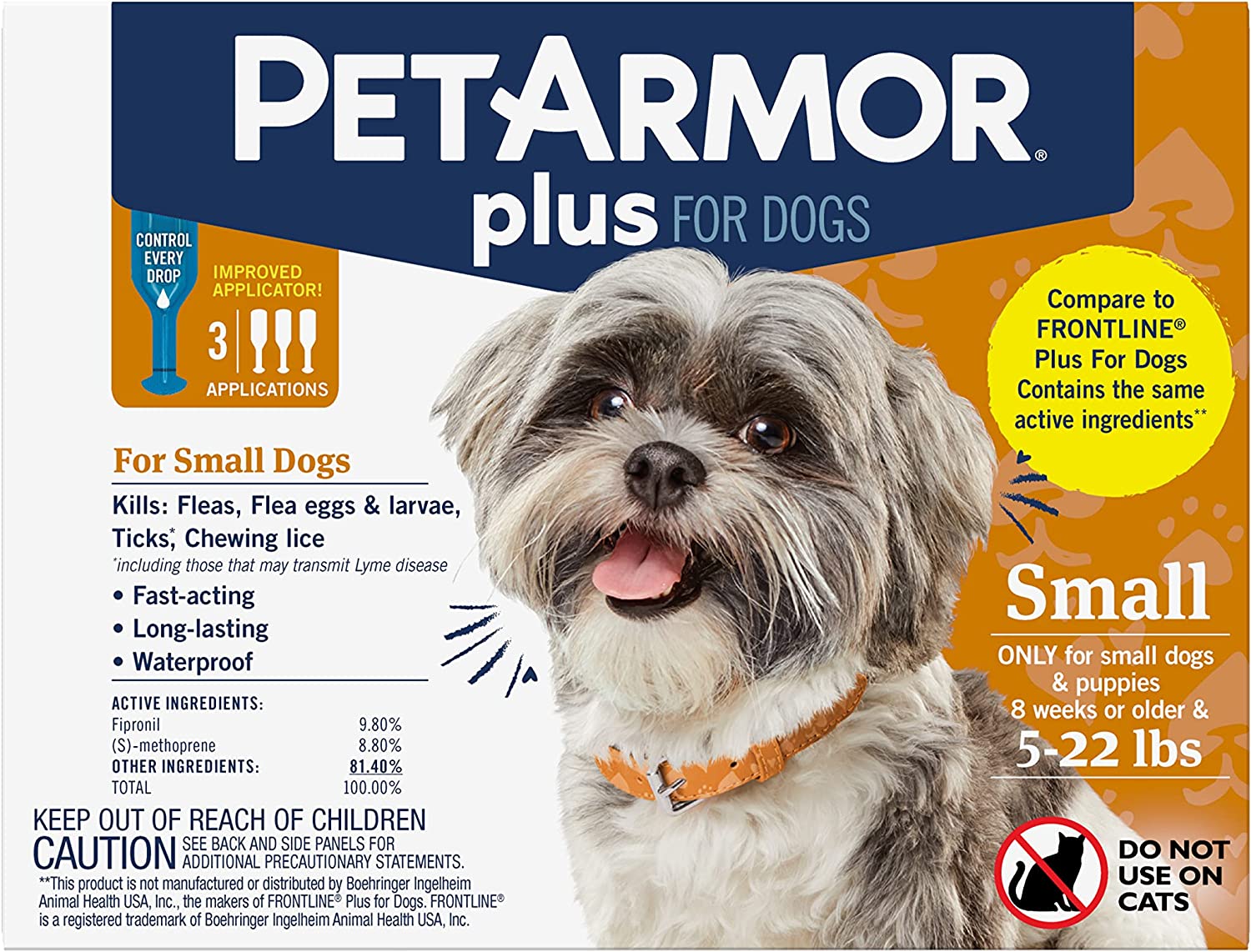 PetArmor Plus Flea & Tick Prevention for Dogs  5-22 LBS