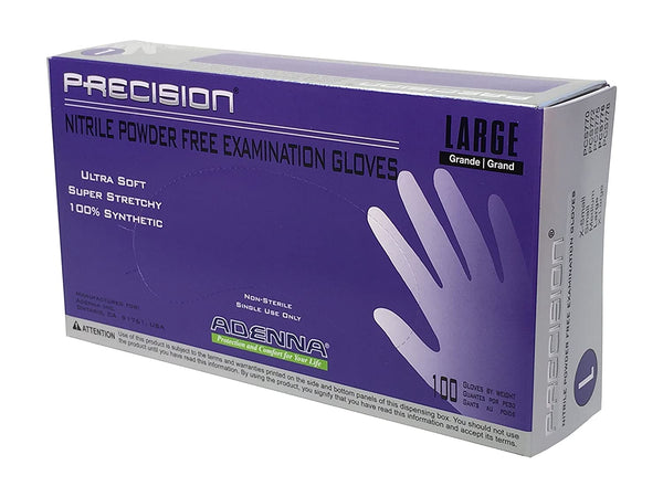 Adenna Precision 4 mil Nitrile Powder Free Exam Gloves (Violet, Large) Box of 100