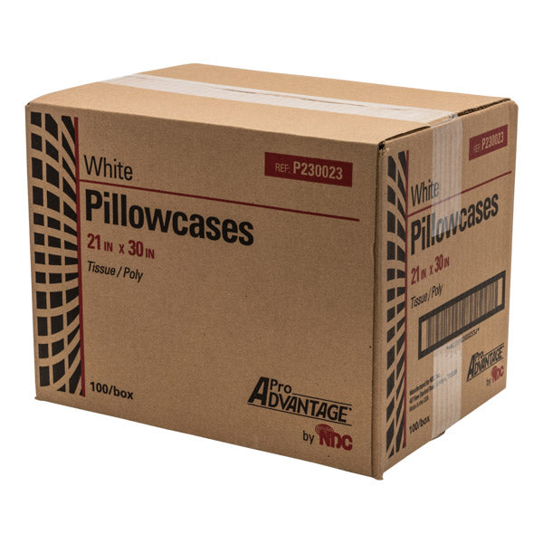 Pro Advantage White Pillowcases 21" X 30" Tissue/ Poly