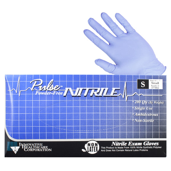 Innovative Healthcare Pulse 177102 Small Nitrile Powder Free Exam Gloves