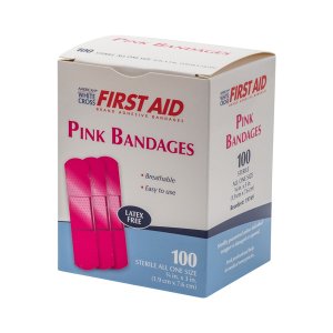 Pink Adhesive Bandages, 3/4" x 3"