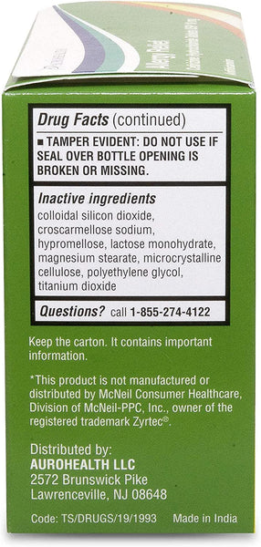 Aurohealth Allergy Relief Cetirizine Hydrochloride 10 mg 30 Tablets
