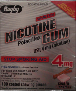 Rugby Nicotine Polacrilex Gum USP, 4mg 100 Coated Cinnamon Pieces