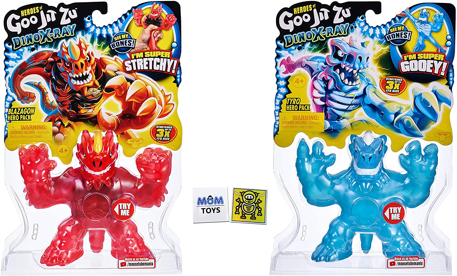 MOTIONRUSH Heroes of Goo JIT Zu Dino X-Ray Action Figure 2 Pack - Tyro and Blazagon with 2 My Outlet Mall Stickers