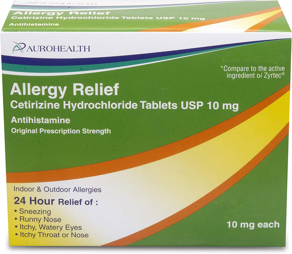 Aurohealth Allergy Relief Cetirizine Hydrochloride 10 mg 30 Tablets
