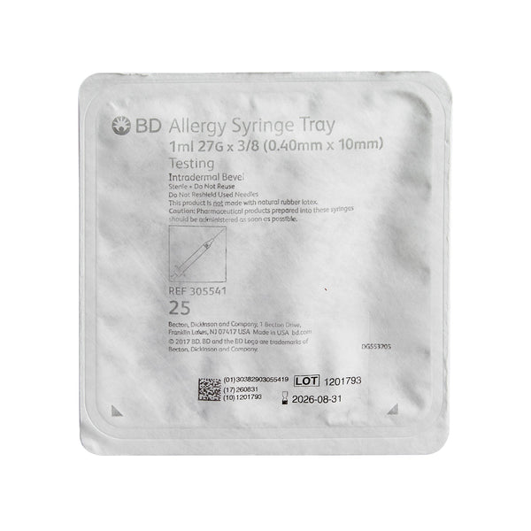 BD Allergy Syringe Tray 1cc 27G x 3/8