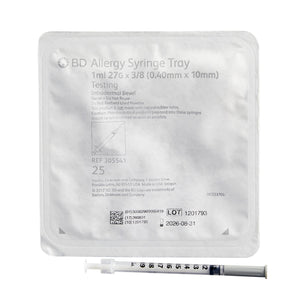 BD Allergy Syringe Tray 1cc 27G x 3/8