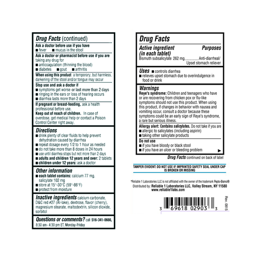 Reliable 1 Pink Bismuth Subsalicylate 262mg