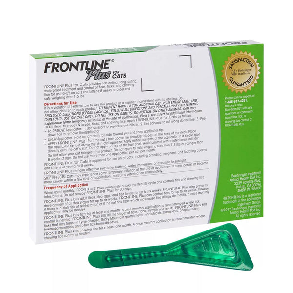 Frontline Plus Flea and Tick Treatment for Cats and Kittens 8 weeks and older