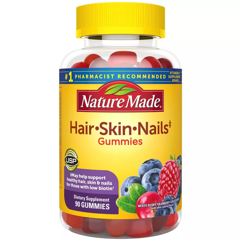 Nature Made Hair, Skin & Nails Biotin 2500 mcg Gummies Mixed Berry Flavor