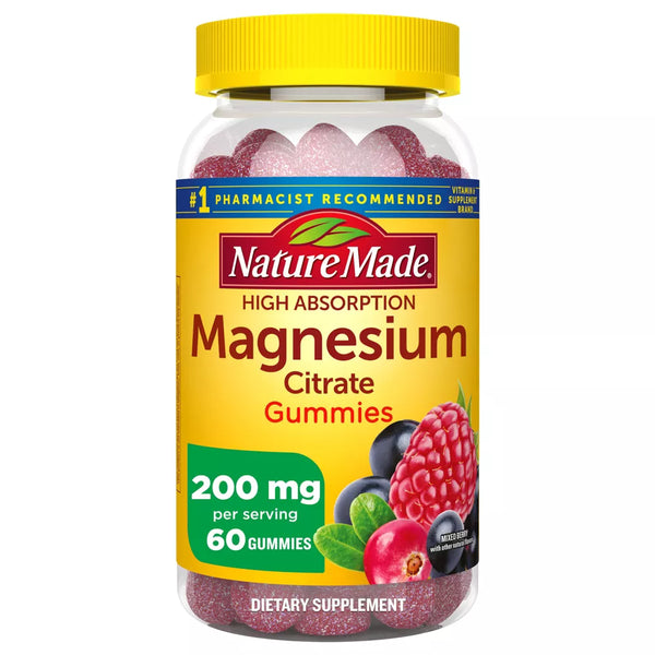 Nature Made High Absorption Magnesium Citrate Gummies 200mg Mixed Berry Flavored