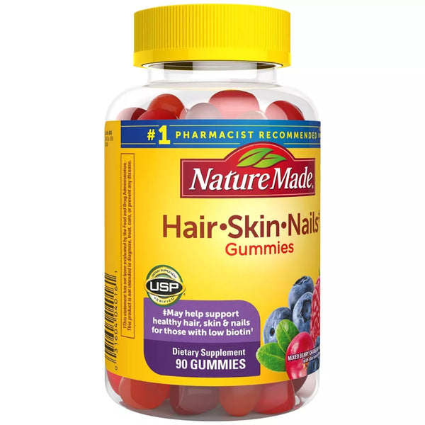 Nature Made Hair, Skin & Nails Biotin 2500 mcg Gummies Mixed Berry Flavor