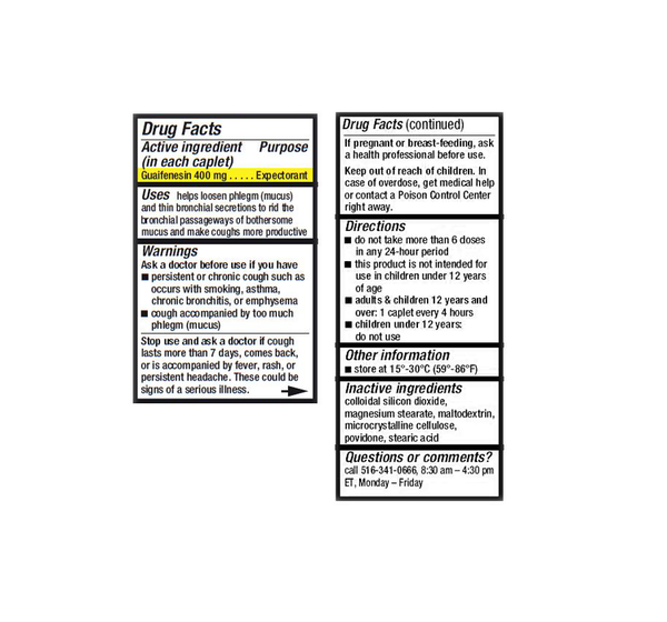 Reliable-1 Mucus Relief Guaifenesin 400 mg Caplets