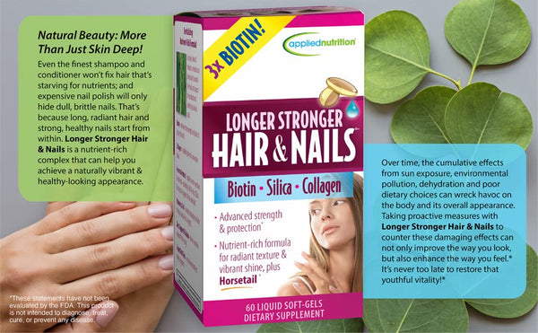Applied Nutrition, Longer Stronger Hair & Nails, 60 Liquid Soft-Gels