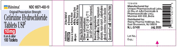 Rising Pharma Cetirizine Hydrochloride Tablets 10 mg 100 Tablets