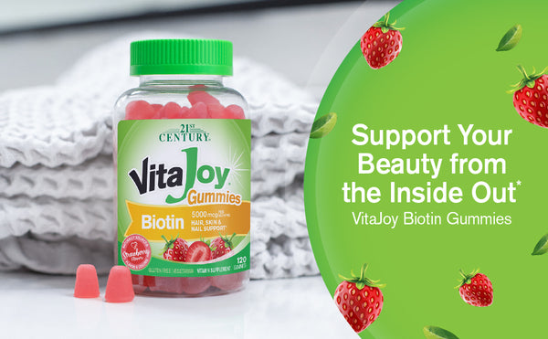 VitaJoy Biotin Vitamin Supplement 5000 mcg - 120 Vegetarian Gummies