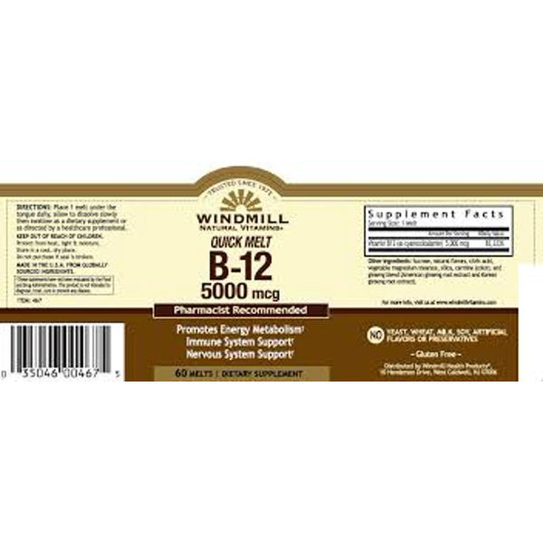 Windmill Quick Melt Vitamin B-12 5000 MCG