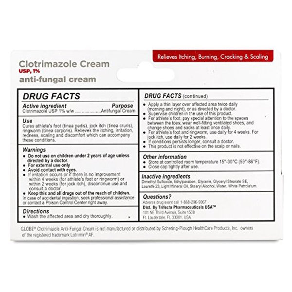 Globe Clotrimazole Cream 1% USP Antifungal