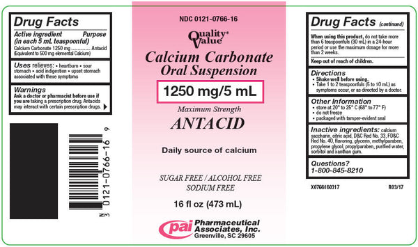 Calcium Carbonate Oral Suspension 1250mg/5 ml - 16 Oz