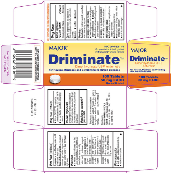 Major Driminate Dimenhydrinate 50mg 100 Ct
