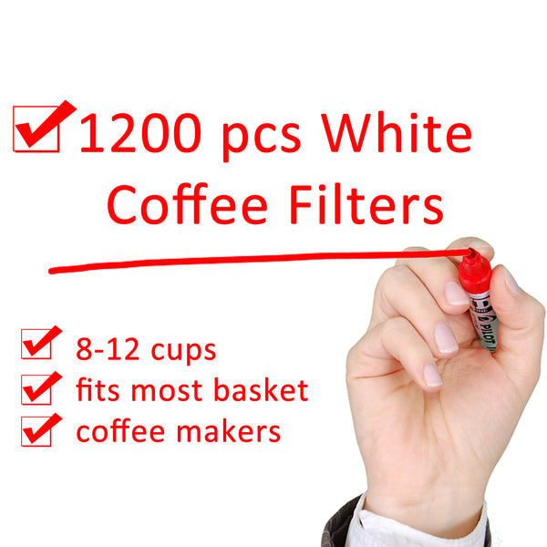 Motionrush White Basket Coffee Filters - 1200 Count - Natural Filters for Coffee Baskets Bundle plus 3 My Outlet Mall Resealable Portable Storage Pouches
