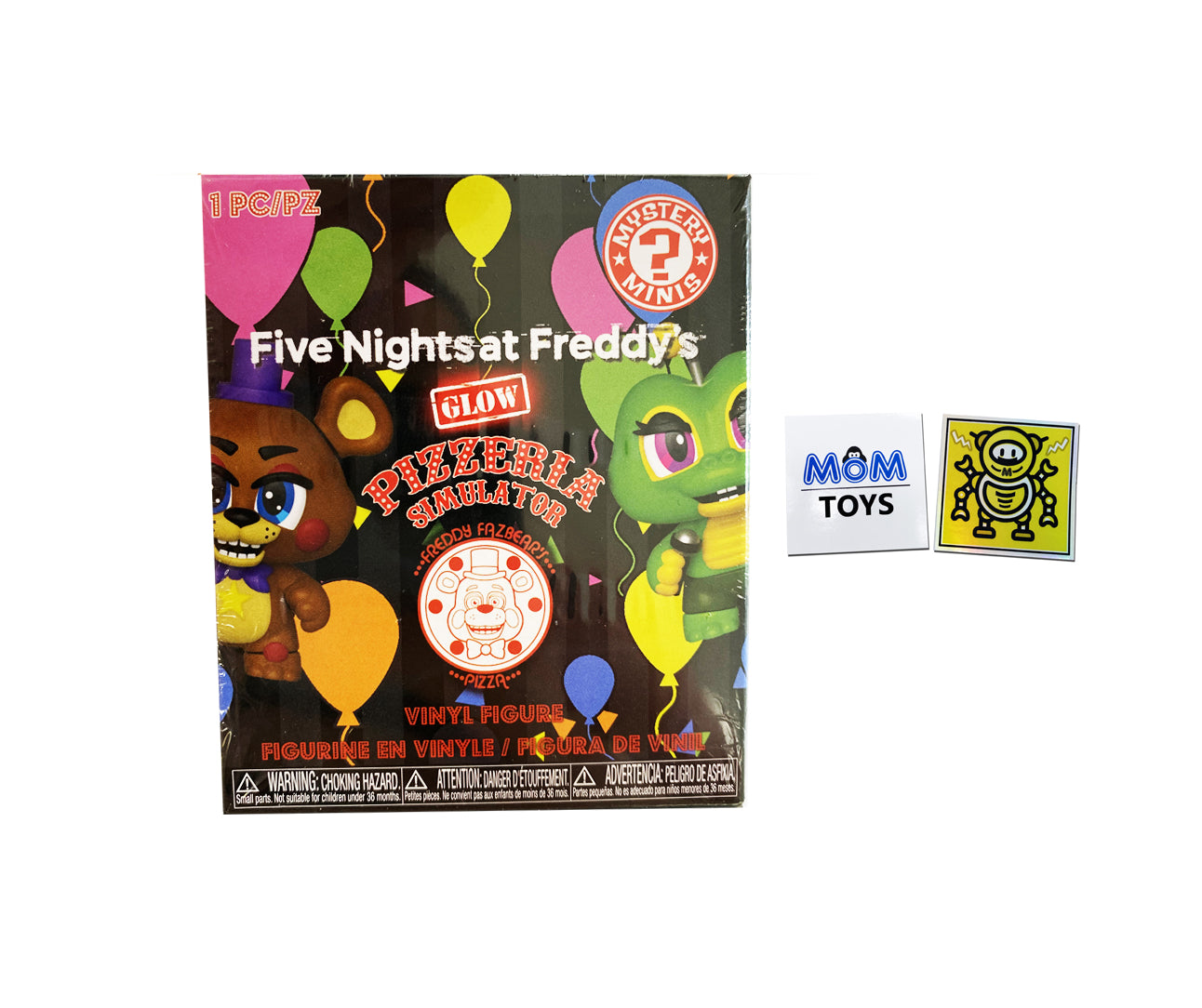 Five Nights at Freddys Pizza Simulator Mystery Minis Collectible Figures - Glow in The Dark - One Mystery Figure and 2 My Outlet Mall Stickers