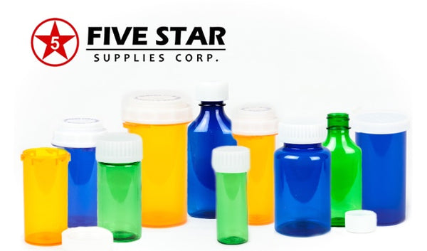 Five Star Supplies Vials Push/Turn Blue 13Dram Child Resistant (DS)