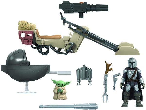 Star Wars Mission Fleet The Mandalorian and The Child Speeder Bike and 2 x 2.5 inch Action Figures Plus 2 My Outlet Mall Stickers